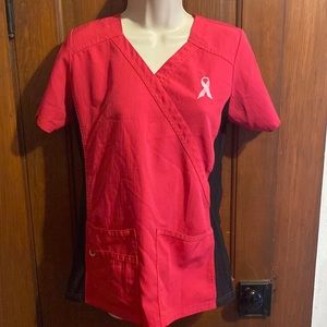 Hot pink and black scrubs top size small
